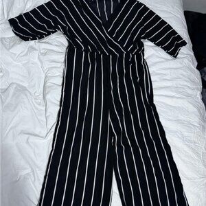 Striped Black and White Jumpsuit